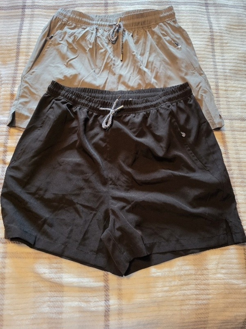 Women’s Elastic Waist Shorts - Black and Light Gray